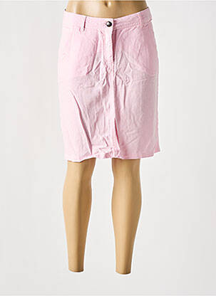 Jupe mi-longue coupe droite rose MENSI COLLEZIONE femme
