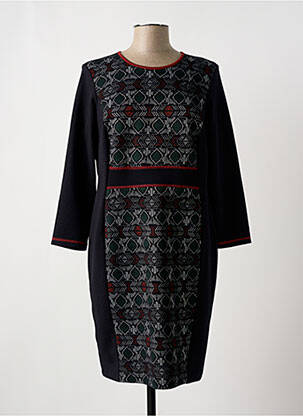 Robe mi-longue imprimé fantaisie manches longues noir TELMAIL femme