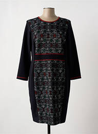 Robe mi-longue imprimé fantaisie manches longues noir TELMAIL femme