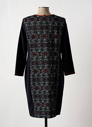 Robe mi-longue imprimé fantaisie manches longues noir TELMAIL femme