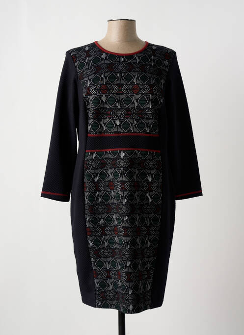 Robe mi-longue imprimé fantaisie manches longues noir TELMAIL femme