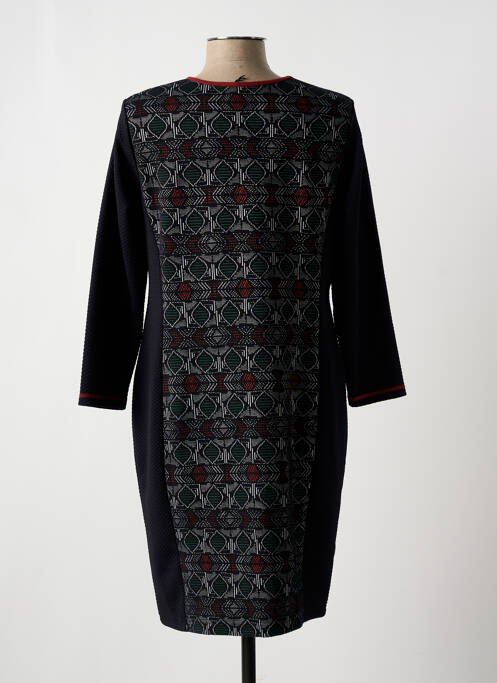 Robe mi-longue imprimé fantaisie manches longues noir TELMAIL femme