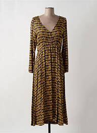 Robe mi-longue imprimé fantaisie manches longues marron STELLA FOREST femme
