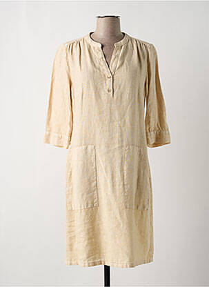 Robe mi-longue manches 3/4 manches 3/4 beige SIGNE NATURE femme