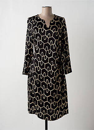 Robe mi-longue manches longues manches longues noir SIGNE NATURE femme
