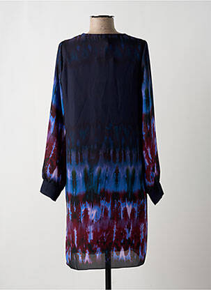 Robe mi-longue coupe fluide manches longues bleu LA FEE MARABOUTEE femme