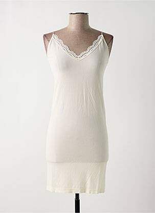 Robe courte col v fines bretelles beige SELECTED femme