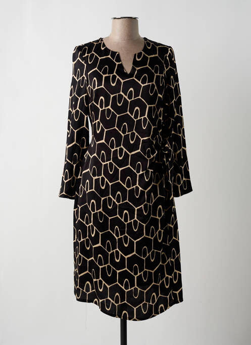 Robe mi-longue manches longues manches longues noir SIGNE NATURE femme