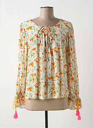 Blouse imprimé fantaisie manches longues beige STELLA FOREST femme