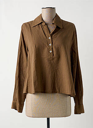 Blouse manches longues manches longues marron O'MER femme