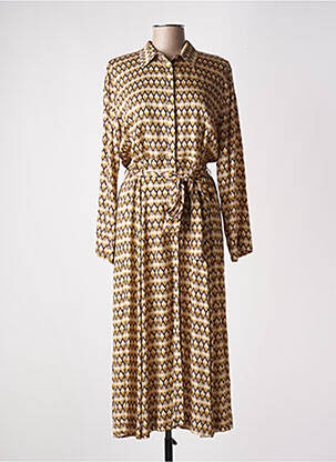 Robe longue imprimé fantaisie manches longues jaune STELLA FOREST femme