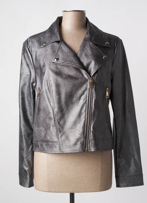 Veste simili cuir gris LA FEE MARABOUTEE pour femme