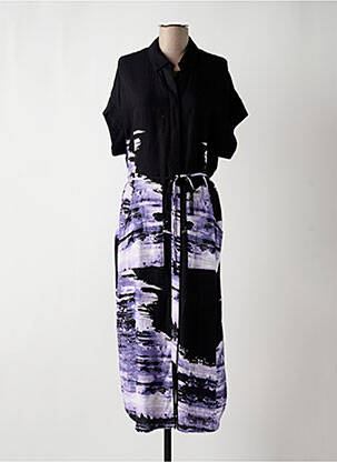 Robe longue imprimé fantaisie manches courtes violet NÜ femme
