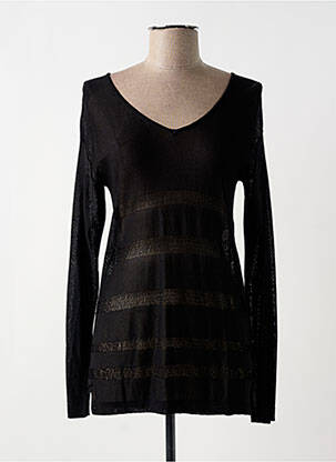 Pull coupe cintrée manches longues noir WOM & NOW femme