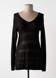 Pull coupe cintrée manches longues noir WOM & NOW femme