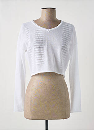 Pull coupe droite manches longues blanc SARAH PACINI femme