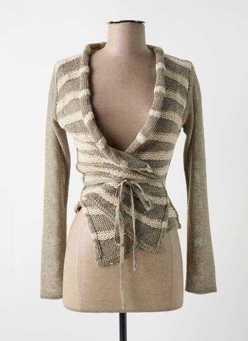 Gilet cache-cœur beige SARAH PACINI pour femme