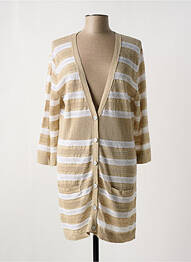 Gilet manches longues maille souple et aérée beige WOM & NOW femme