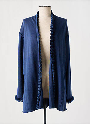 Gilet manches longues stretch bleu MAILLE DE LUXE femme