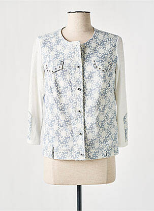 Veste casual col rond bleu POUPEE CHIC femme