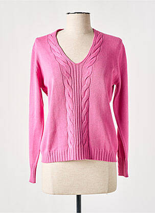Pull col v manches longues rose LUCIA femme