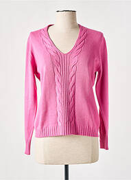 Pull col v manches longues rose LUCIA femme