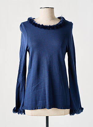 Pull coupe cintrée manches longues bleu MAILLE DE LUXE femme