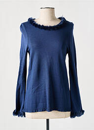 Pull tissage chiné manches longues bleu MAILLE DE LUXE femme