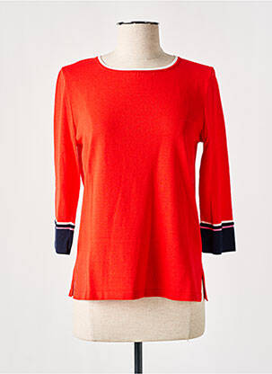 Pull coupe cintrée manches 3/4 rouge MARIA BELLENTANI femme