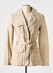 Veste en cuir beige EXZ BY EXISTENZ pour femme seconde vue