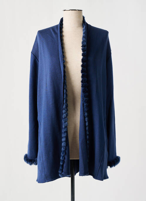 Gilet manches longues stretch bleu MAILLE DE LUXE femme