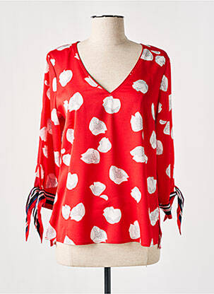 Blouse imprimé fantaisie manches 3/4 rouge COMMA, femme