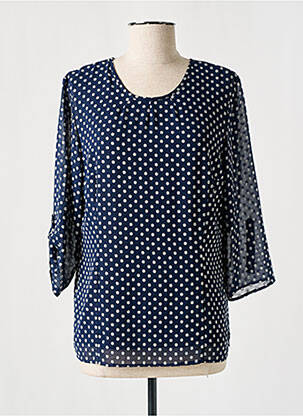 Blouse légère et transparente manches 3/4 bleu GEVANA femme