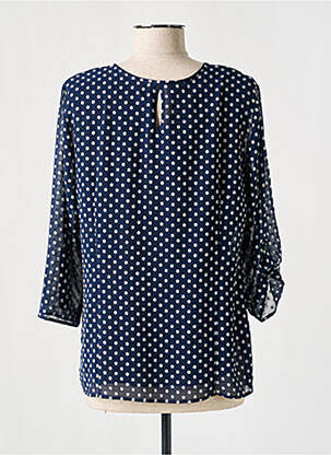 Blouse légère et transparente manches 3/4 bleu GEVANA femme