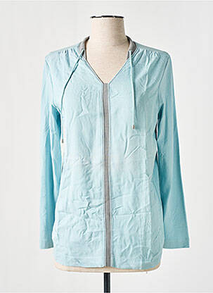 Blouse col v manches courtes bleu BASLER femme