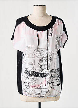 T-shirt imprimé fantaisie manches courtes noir FABER femme