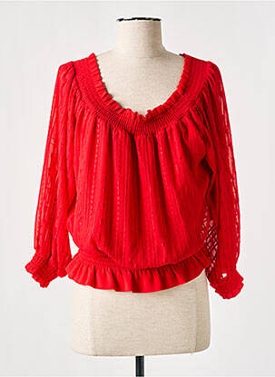 Blouse légère et transparente manches 3/4 rouge LESLIE femme
