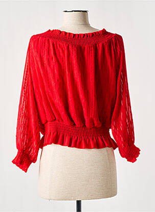 Blouse légère et transparente manches 3/4 rouge LESLIE femme