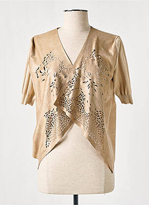 Boléro maille fine beige LESLIE femme