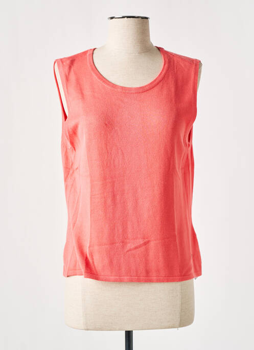 Pull coupe cintrée sans manche rose BASLER femme