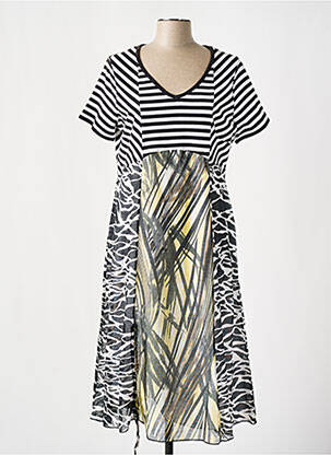 Robe mi-longue manches courtes manches courtes noir FRANK WALDER femme
