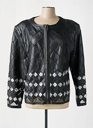 Veste en cuir manches longues noir AKHESA femme