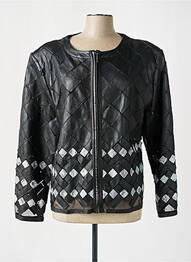 Veste en cuir manches longues noir AKHESA femme