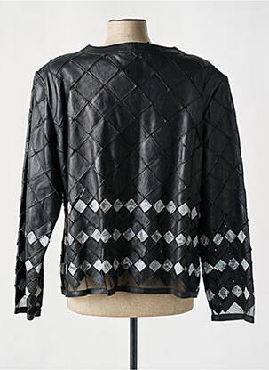 Veste en cuir manches longues noir AKHESA femme