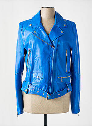 Veste en cuir poches bleu INTUITION femme