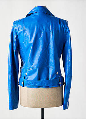 Veste en cuir poches bleu INTUITION femme