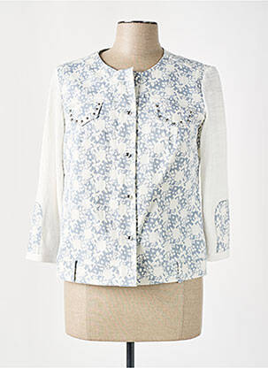 Veste casual col rond bleu POUPEE CHIC femme