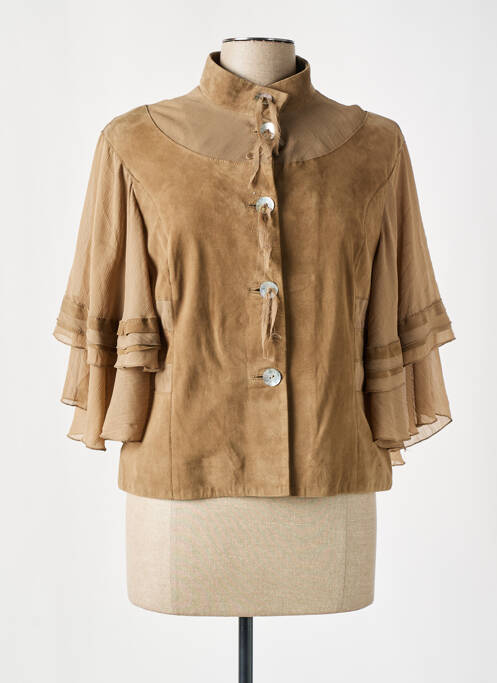 Veste en cuir beige KAREN RITZI pour femme