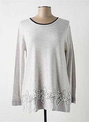 Pull tissage chiné manches longues gris LESLIE femme