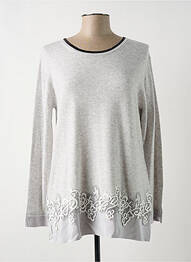 Pull tissage chiné manches longues gris LESLIE femme